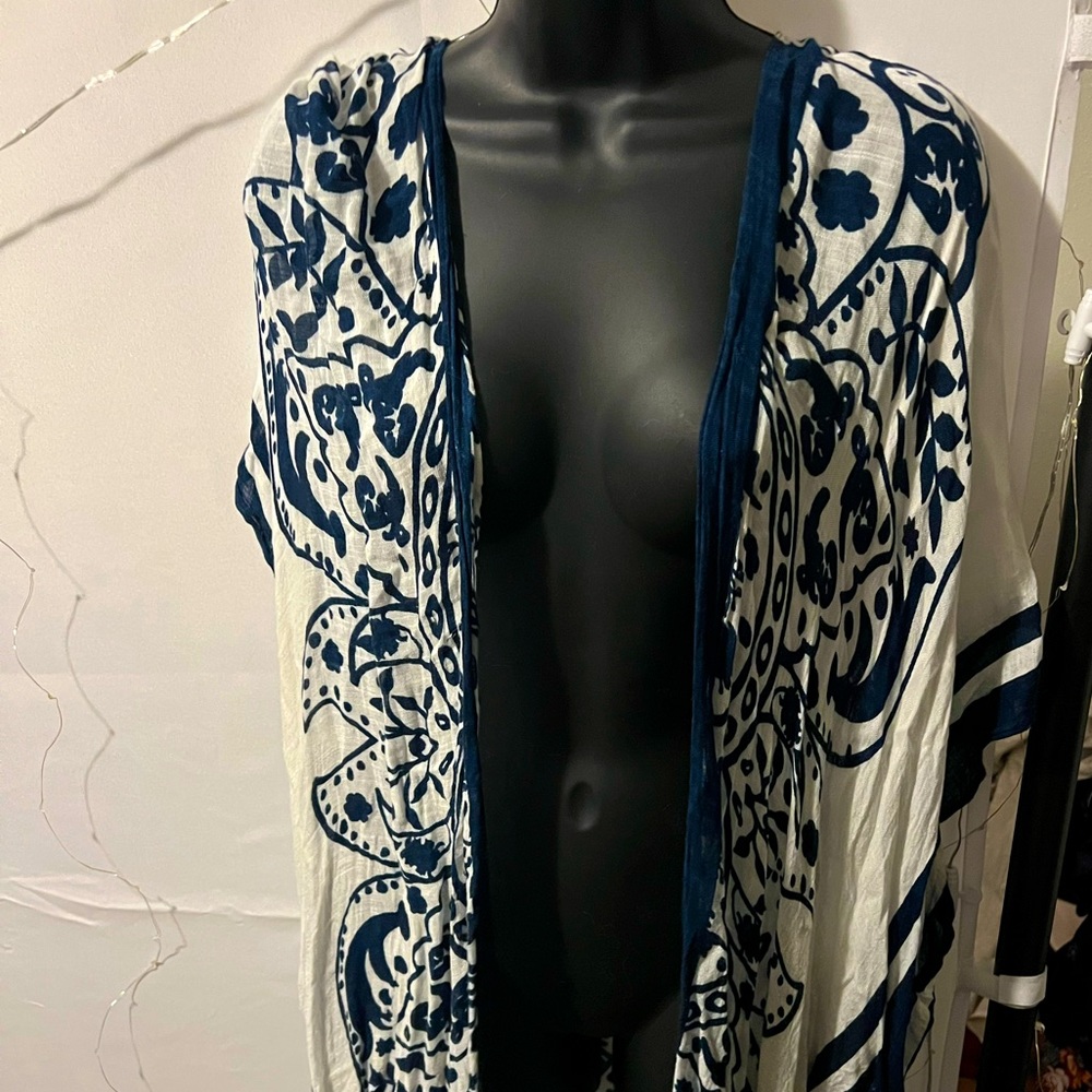Beautiful blue and white cover up